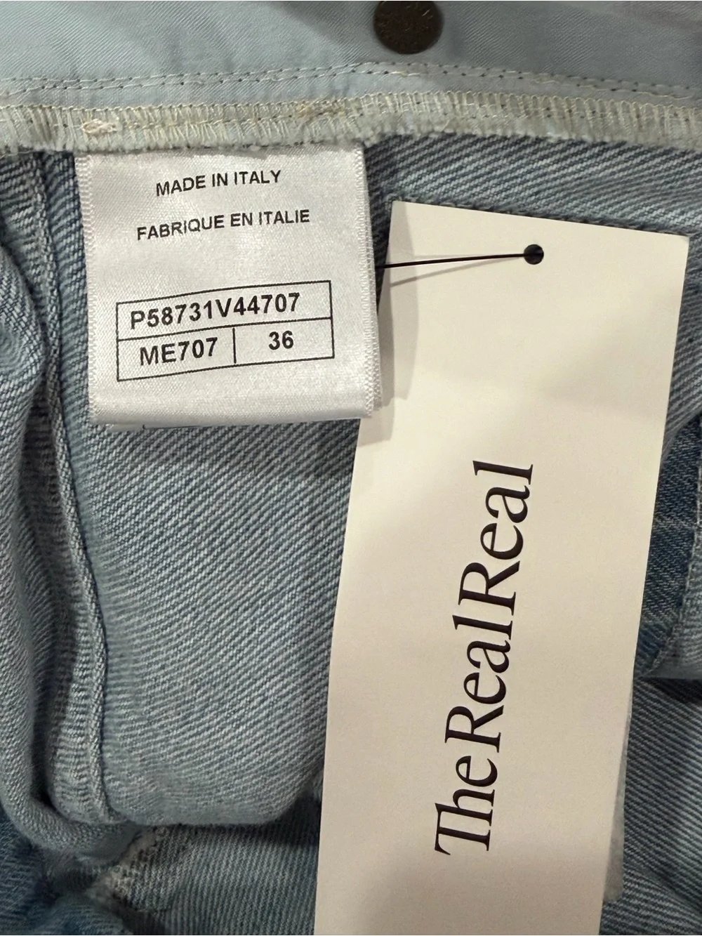 CHANEL Rainbow Pinstripe Denim Shorts Blue High Waisted CC Logo Size 27 US